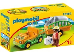 Playmobil 1,2,3 Vehiculo Del Zoo Con Rinoceronte Playmobil 70182