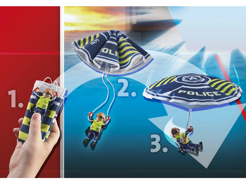 Playmobil Policía Paracaídas Persecución Del Vehículo Anfibio 70781 7 Playmobil Policía Paracaídas Persecución Del Vehículo Anfibio 70781 - Imagen 5