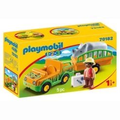 Playmobil - 1.2.3 Vehículo Del Zoo Con Rinoceronte
