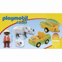 Playmobil - 1.2.3 Vehículo Del Zoo Con Rinoceronte -Playmobil Ventas medias 1105