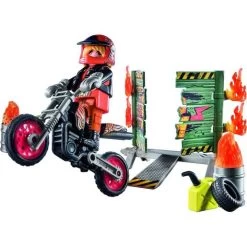Playmobil - Pack Inicial Playmobil Stunt Show: Moto Y Pared De Fuego ㅤ